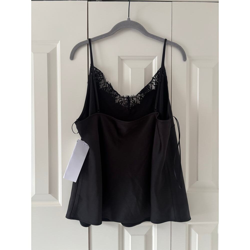 BRIT.NY Women’s Black Satin Lace Trim Cami Tank Top 2X Plus Size NWT - Picture 4 of 6